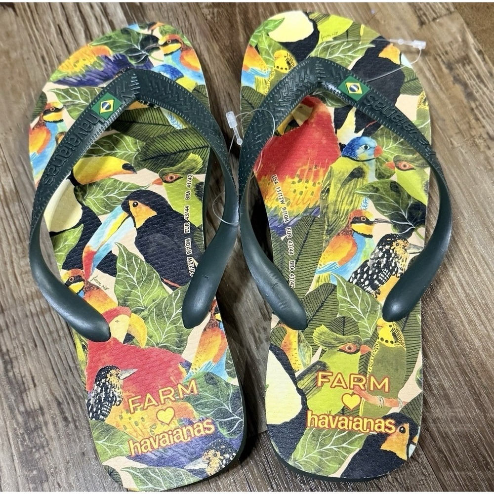 Havaianas x FARM Rio Flip‑Flops –NWT Womens 11/12 Thong Sandals Tropical